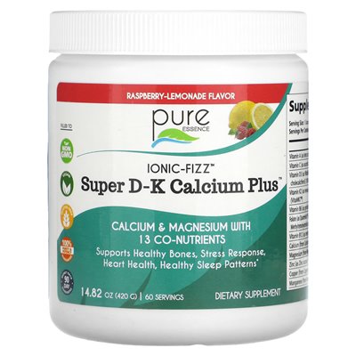 Pure Essence, Ionic-Fizz, Super DK Calcum Plus, Himbeerlimonade, 14,82 oz (420 g)