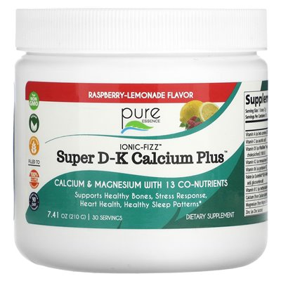 Pure Essence, Ionic-Fizz, Super DK Calcum Plus, Himbeer-Limonade, 7,41 oz (210 g)