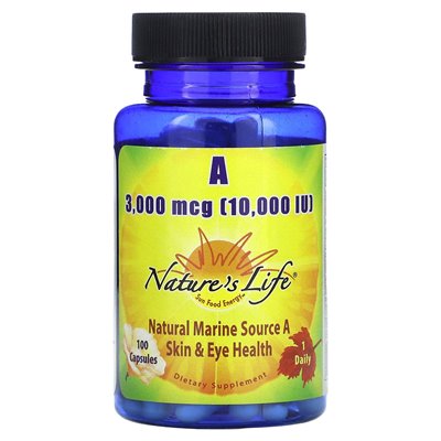 Życie natury, witamina A, 3000 mcg (10 000 IU), 100 kapsułek Życie natury, witamina A, 3000 mcg (10 000 IU), 100 kapsułek