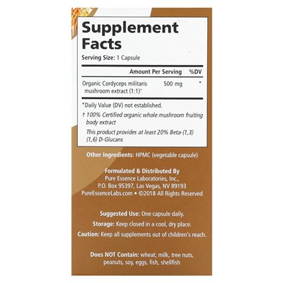 Pure Essence, MyPure, Cordyceps, 30 Vegi-caps