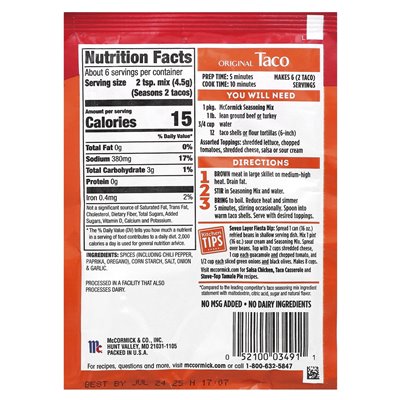 McCormick Original Taco-Gewürzmischung, 1 oz (28 g)