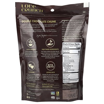 Nature's Path, Love Crunch, premium ekologiczna granola, podwójna czekolada, 11,5 uncji (325 g) Nature's Path, Love Crunch, premium ekologiczna granola, podwójna czekolada, 11,5 uncji (325 g)