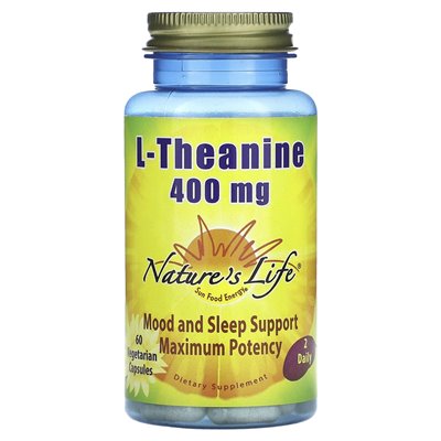 Nature's Life, L-theanine, 400 mg, 60 kapsułek wegetariańskich (200 mg na kapsułkę)