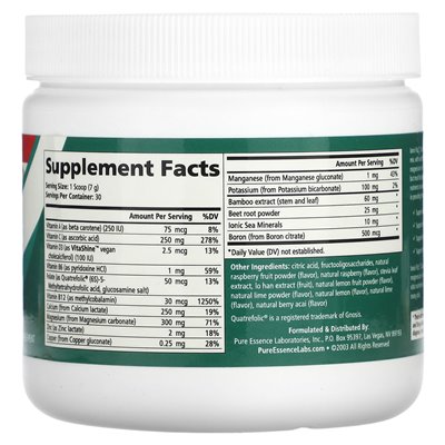 Pure Essence, Ionic-Fizz, wapń plus, malin-lemoniade, 7,41 uncji (210 g)