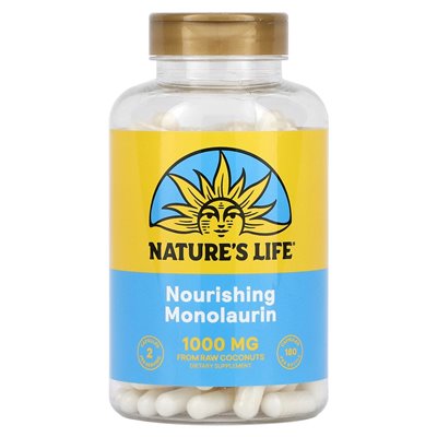 Nature's Life, Monolaurin Nutrition, 1000mg, 180 Capsules (500mg per capsule)