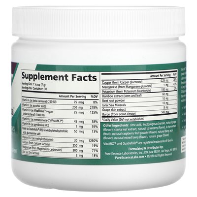 Pure Essence, Ionic-Fizz, Super D-K wapnia plus, jagoda mieszana, 7,41 uncji (210 g)