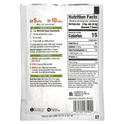 McCormick Organic Taco Seasoning Blend 1 oz (28 g)