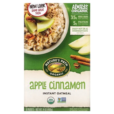 Nature's Path, Organic Instant Fakmeal, Apple Cinnamon, 8 pakietów, 14 uncji (400 g)