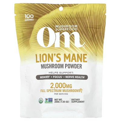 Om Mushrooms, Organic Powder, Lion, 7.05 oz (200 g)