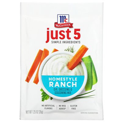 McCormick, Nur 5 einfache Zutaten, Dip, Sauce und Gewürzmischung, Homestyle Ranch, 1,25 oz (35 g)