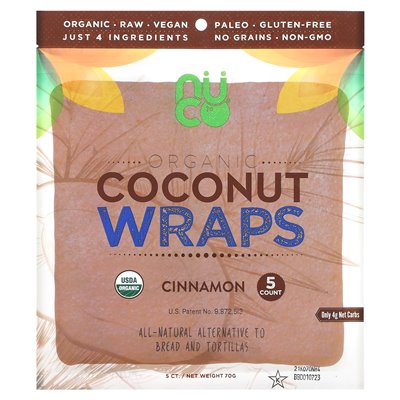 Nuco, Bio Kokos Wraps, Zimt, 5 Wraps à 14 g
