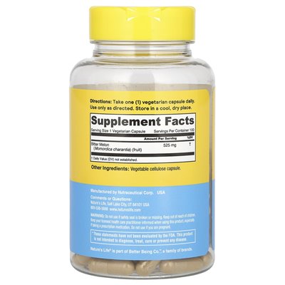 Nature's Life, Bittermelone, 525 mg, 100 Kapseln