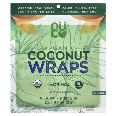 Nuco, Bio-Kokos-Wraps, Moringa, 5 Stück