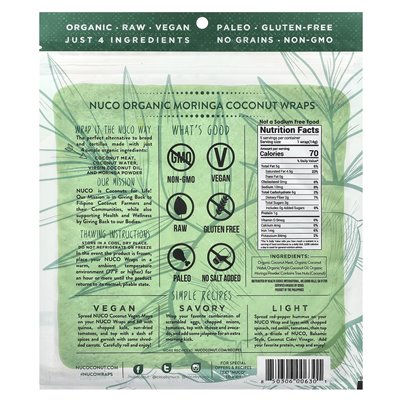 Nuco, Bio-Kokos-Wraps, Moringa, 5 Stück