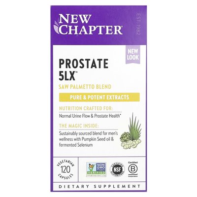 New Chapter, Prostate 5LX, 120 Wegetariańskich Kapsułek