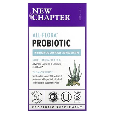 New Chapter, All-Flora Probiotic, 10 Billion CFU, 60 Vegan Capsules
