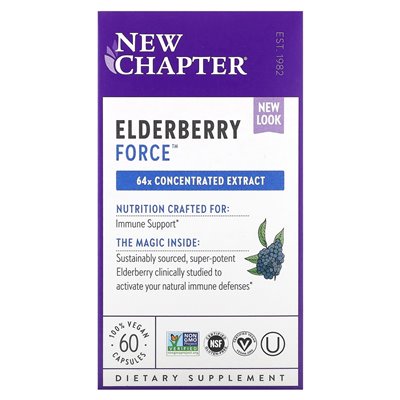 Nowy rozdział, Elderberry Force, 60 wegańskich kapsułek Nowy rozdział, Elderberry Force, 60 wegańskich kapsułek