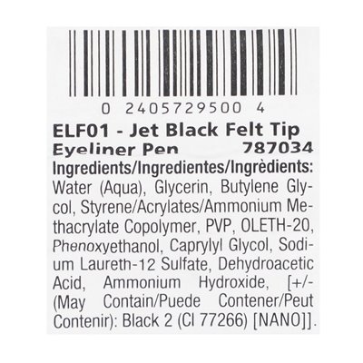 Palladio, fel-tip Eyeliner Pen, Jet Black ELF01, 0,037 Fl Oz (1,1 ml)