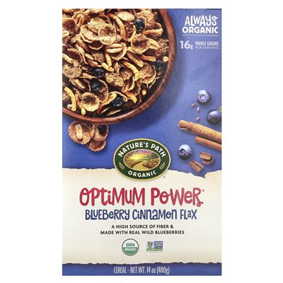 Nature's Path, Organic Optimum Power® Cereal, Blueberry Cinnamon Lelx, 14 uncji (400 g)