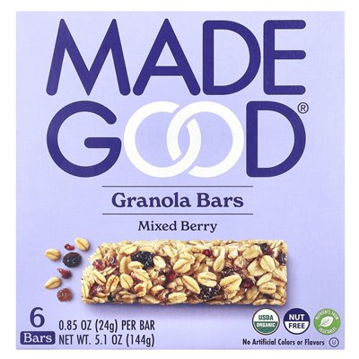 MadeGood, granola bar, mixed berry, 6 bars, 0.85 oz (24 g)