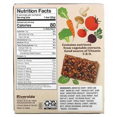 MadeGood, crispy squares, chocolate chip, 6 bars, 0.78 oz (22 g)