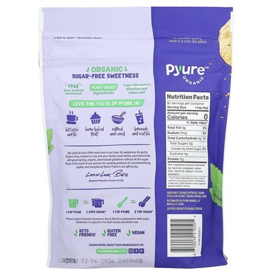Pyure, Organic Granular Sweetener, Stevia Blend, 12 oz (340 g) Pyure, Organic Granular Sweetener, Stevia Blend, 12 oz (340 g)