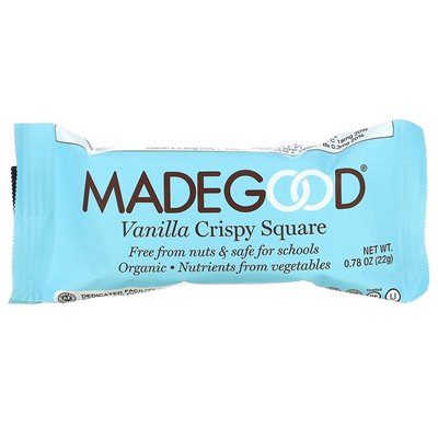 MadeGood, chrupiące kwadraty, wanilia, 6 barów, 0,78 uncji (22 g)
