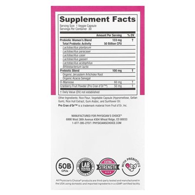 Doctor's Choice, Women's Probiotic, 50 Billion CFU, 30 Delayed Vegetarian Capsules