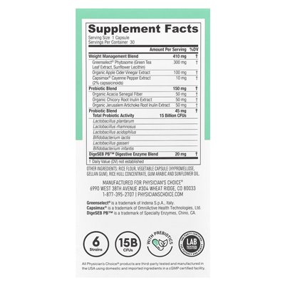 Doctor's Choice, Thin 30 Probiotics, 15 Billion CFU, 30 Capsules