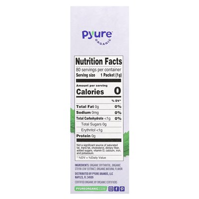 Pyure, Organic Granular Sweetener, Stevia, 80 Packets, 0.035 oz (1 g)