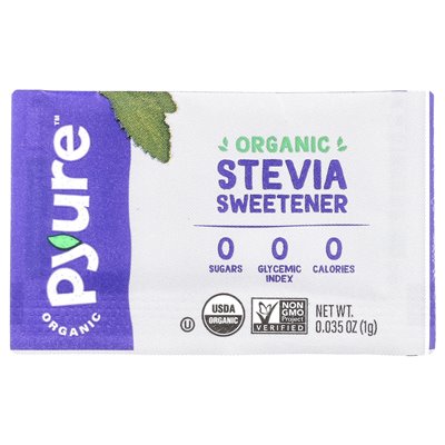 Pyure, organiczny ziarnisty słodzik, stewia, 80 pakietów, 0,035 uncji (1 g) Pyure, organiczny ziarnisty słodzik, stewia, 80 pakietów, 0,035 uncji (1 g)