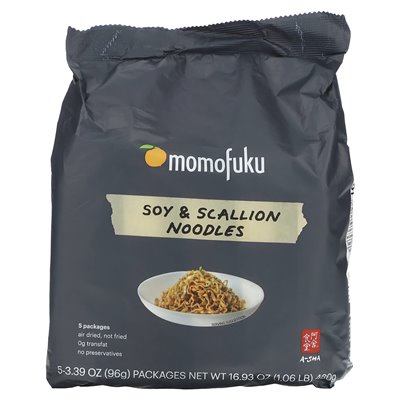 Momofuku, soy and scallion noodles, 5 packs, 3.39 oz (96 g)