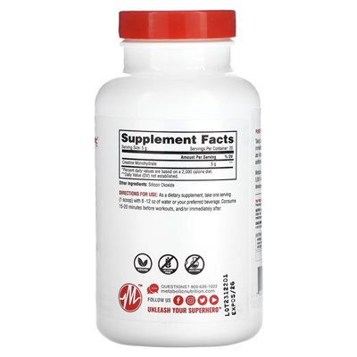 Odżywianie metaboliczne, kreatyna, niezmożone, 3,52 uncji (100 g) Odżywianie metaboliczne, kreatyna, niezmożone, 3,52 uncji (100 g)