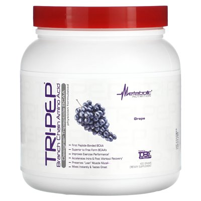 Metabolic Nutrition, Tri-Pep, verzweigtkettige Aminosäure, Traube, 14,1 oz. (400 g) Metabolic Nutrition, Tri-Pep, verzweigtkettige Aminosäure, Traube, 14,1 oz. (400 g)