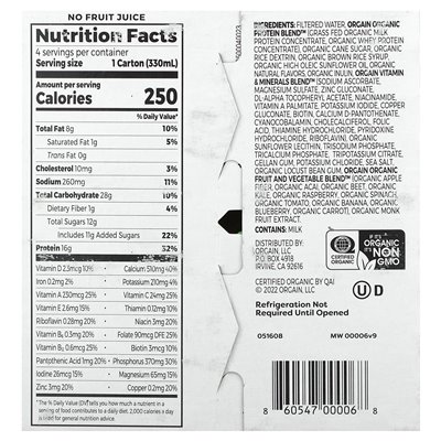 Orgain, Organic Nutrition, Grass-Fed Protein Shake, Sweet Vanilla Bean, 4 Pack, 11 fl oz (330 ml) Each Orgain, Organic Nutrition, Grass-Fed Protein Shake, Sweet Vanilla Bean, 4 Pack, 11 fl oz (330 ml) Each