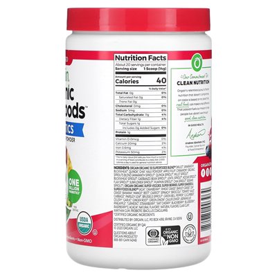Orgain, Organic Superfoods + Probiotyki Super Nutrition Powder, Jagodowy, 9.9 uncji (280 g) Orgain, Organic Superfoods + Probiotyki Super Nutrition Powder, Jagodowy, 9.9 uncji (280 g)