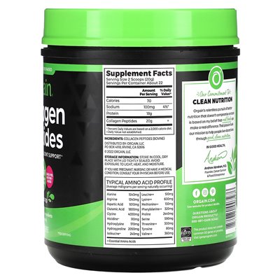 Orgain, Kollagenpeptide, kompromisslos, 1 lb (454 g)