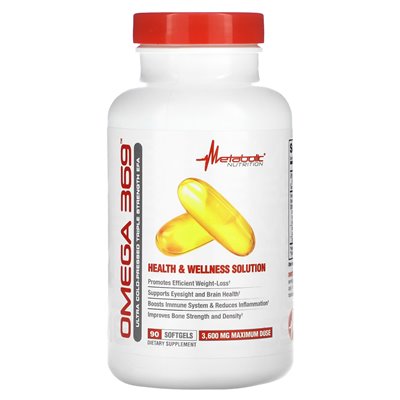 Odżywianie metaboliczne, Omega 369, 3600 mg, 90 miękkich (1200 mg na softgel) Odżywianie metaboliczne, Omega 369, 3600 mg, 90 miękkich (1200 mg na softgel)