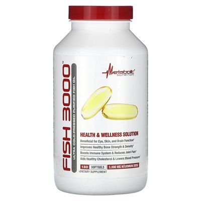 Metabolic Nutrition, Fish 3000, 3000 mg, 180 Softtabletten (1000 mg pro Softtablette)