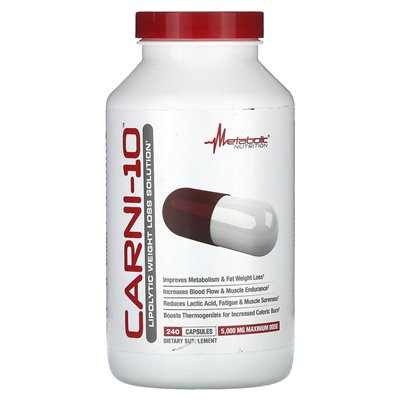 Odżywianie metaboliczne, Carni-10, 5000 mg, 240 kapsułek (625 mg na kapsułkę) Odżywianie metaboliczne, Carni-10, 5000 mg, 240 kapsułek (625 mg na kapsułkę)