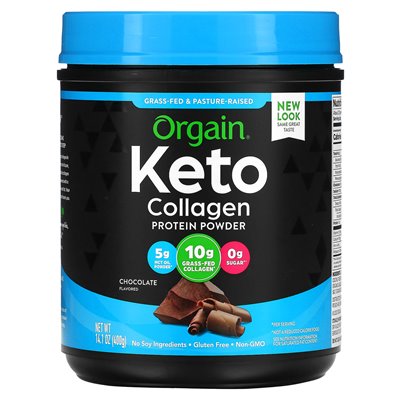 Orgain, keto, collagen protein powder, chocolate, 14.1 oz (400 g)