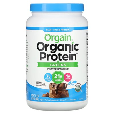 Orgain, białko organiczne + zielenie, proszek białka na bazie roślin, kremowa czekoladowa krówka, 1,94 funta (882 g) Orgain, białko organiczne + zielenie, proszek białka na bazie roślin, kremowa czekoladowa krówka, 1,94 funta (882 g)