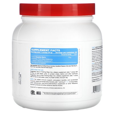 Metabolic Nutrition, T.A.G., Blue Raspberry, 400 g Metabolic Nutrition, T.A.G., Blue Raspberry, 400 g