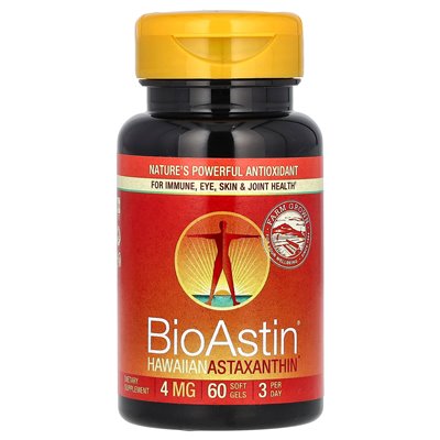 Nutrex Hawaii, Bioastin, Hawaiian Astaxanthin, 12 mg, 60 miękkich żeli (4 mg na miękki żel)