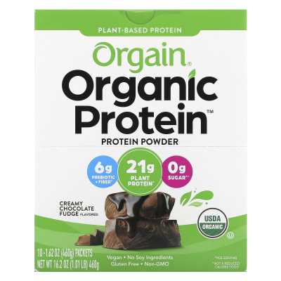 Orgain, Organic Protein Powder, Plant-Based, Creamy Chocolate Fudge, 1.62 oz (46 g) Orgain, Organic Protein Powder, Plant-Based, Creamy Chocolate Fudge, 1.62 oz (46 g)