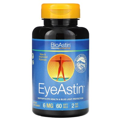 Nutrex Hawaii, Bioastin, Eyeastin, Hawaiian Astaxanthin, 6 mg, 60 softgels (3 mg per softgel)
