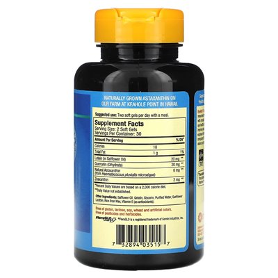 Nutrex Hawaii, Bioastin, Eyeastin, Hawaiianisches Astaxanthin, 6 mg, 60 Kapseln (3 mg pro Kapsel)