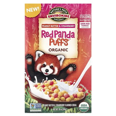 Nature's Path, Organic Red Panda Puffs ™, Erdnussbutter und Erdbeere, 10 Unzen (284 g)