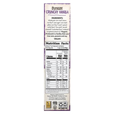 Nature's Path, Sunrise, Cereal, Crunchy wanilia, 10,6 uncji (300 g) Nature's Path, Sunrise, Cereal, Crunchy wanilia, 10,6 uncji (300 g)
