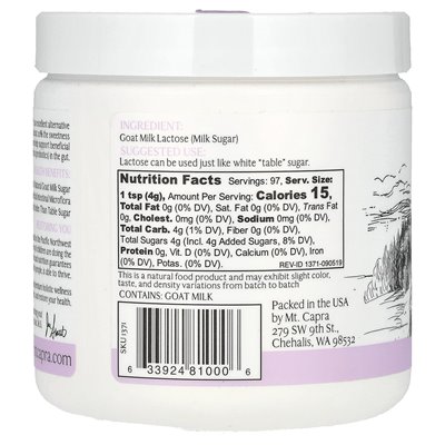 Mt. Capra, Goat Milk Lactose Free, 13.8 oz (391 g)
